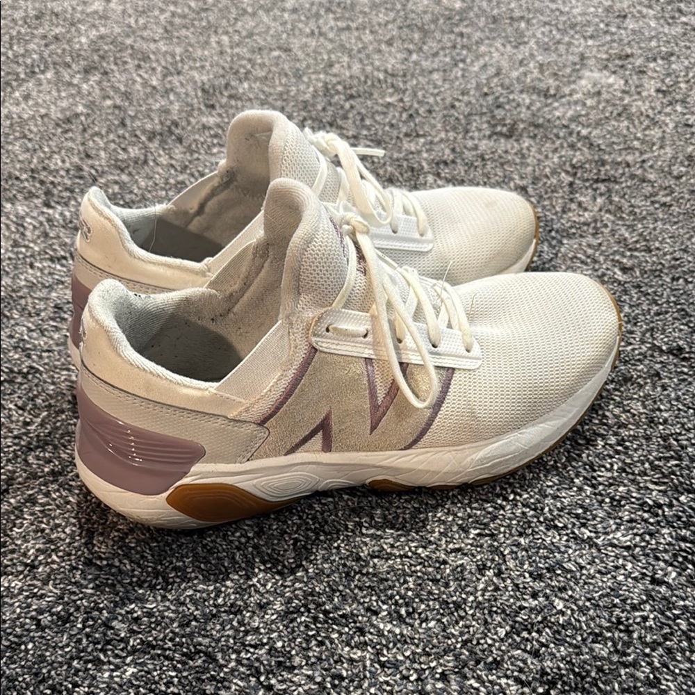 Women's  New Balance White and Purple Sneakers